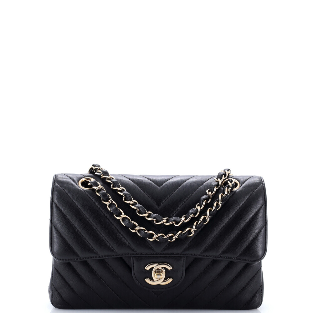 Chanel Small Classic Double Flap Bag Chevron Caviar